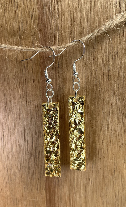 Earrings, gold pebble pattern