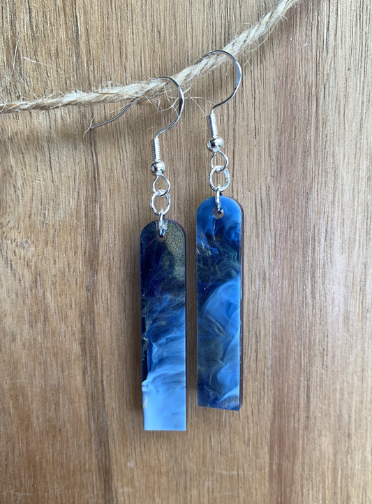 earrings, blue & gold marble